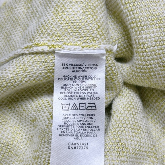 Ann Taylor Sweater Top Chartreuse Green Check Luxe Puff Sleeve Size M - Picture 5 of 6